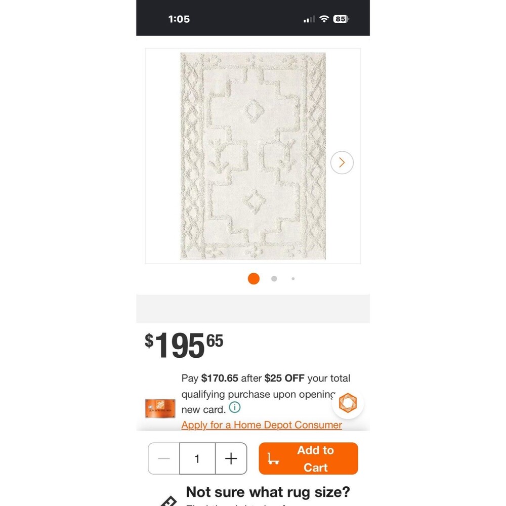 Boho Washable Rug 4' x 6', Beige Cotton Farmhouse Living Room Rug - Picture 5 of 5